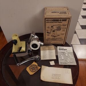 Vintage Rival Grind-O-Mat Meat Grinder Food Chopper Model 303 with Box & Docs